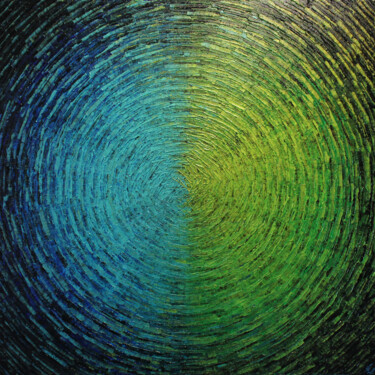 Peinture intitulée "Éclat mixte bleu ve…" par Jonathan Pradillon, Œuvre d'art originale, Acrylique Monté sur Châssis en bois