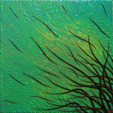Картина под названием "Brin d’herbe 2." - Jonathan Pradillon, Подлинное произведение искусства, Акрил Установлен на Деревянн…