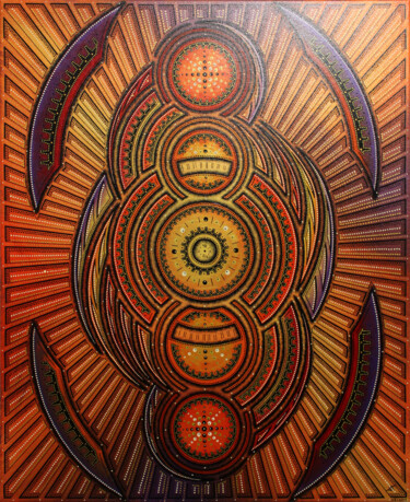 Painting titled "Cycle chaleureux." by Jonathan Pradillon, Original Artwork, Acrylic Mounted on Wood Stretcher frame