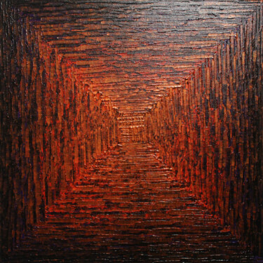 Malerei mit dem Titel "Dégradé carré orang…" von Jonathan Pradillon, Original-Kunstwerk, Acryl Auf Keilrahmen aus Holz monti…