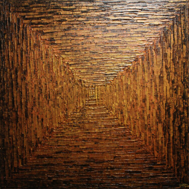 Peinture intitulée "Dégradé carré or ma…" par Jonathan Pradillon, Œuvre d'art originale, Acrylique Monté sur Châssis en bois