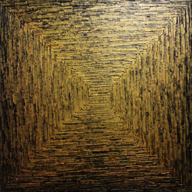 Painting titled "Dégradé carré or." by Jonathan Pradillon, Original Artwork, Acrylic Mounted on Wood Stretcher frame