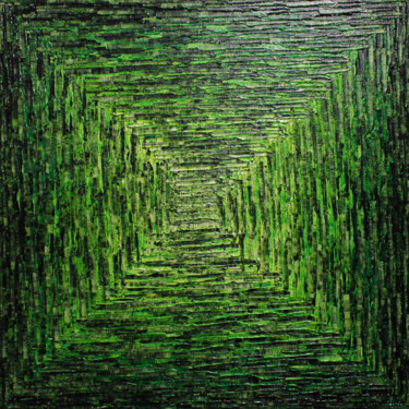 Painting titled "Dégradé carré vert." by Jonathan Pradillon, Original Artwork, Acrylic Mounted on Wood Stretcher frame