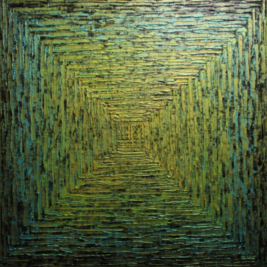 Painting titled "Dégradé carré vert…" by Jonathan Pradillon, Original Artwork, Acrylic Mounted on Wood Stretcher frame