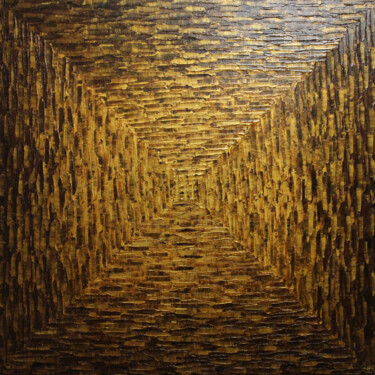 Ζωγραφική με τίτλο "Grand dégradé carré…" από Jonathan Pradillon, Αυθεντικά έργα τέχνης, Ακρυλικό Τοποθετήθηκε στο Ξύλινο φο…