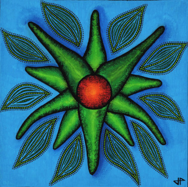 Картина под названием "Fleur" - Jonathan Pradillon, Подлинное произведение искусства, Акрил Установлен на картон