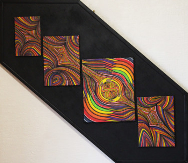 Painting titled "Quadriptyque" by Jonathan Pradillon, Original Artwork, Acrylic Mounted on Wood Panel