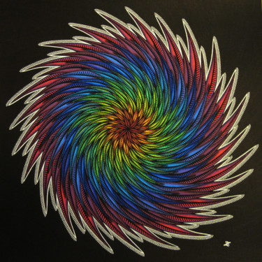 Картина под названием "Spirale" - Jonathan Pradillon, Подлинное произведение искусства, Акрил Установлен на картон