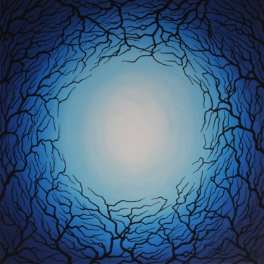 Картина под названием "Focalisation bleue" - Jonathan Pradillon, Подлинное произведение искусства, Акрил Установлен на Дерев…