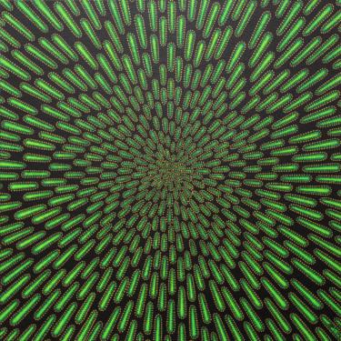 Painting titled "Particule verte" by Jonathan Pradillon, Original Artwork, Acrylic Mounted on Cardboard
