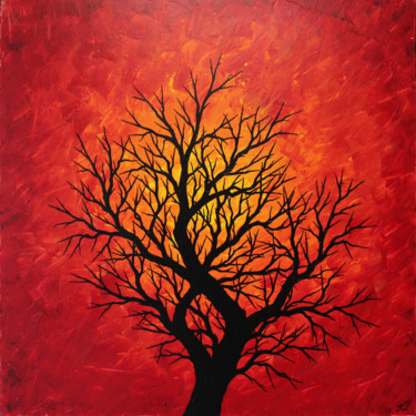 Malerei mit dem Titel "Silhouette d'arbre…" von Jonathan Pradillon, Original-Kunstwerk, Acryl
