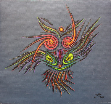 Painting titled "Hibou abstrait" by Jonathan Pradillon, Original Artwork, Acrylic