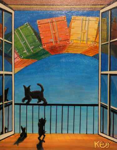 Peinture intitulée "Fenêtre à Perret" par Jonathan Soukhavanh, Œuvre d'art originale, Acrylique Monté sur Carton
