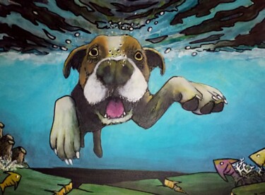 Schilderij getiteld "Dog portrait 0.4" door Jonathan Soukhavanh, Origineel Kunstwerk, Acryl