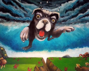 Картина под названием "Dog Carlin" - Jonathan Soukhavanh, Подлинное произведение искусства, Акрил