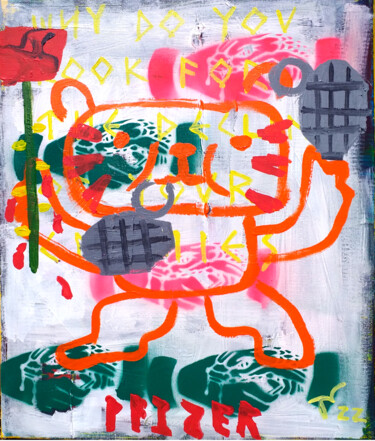 Pintura titulada "PFIZER LABS MISSING…" por Jonathan Wain, Obra de arte original, Acrílico Montado en Bastidor de camilla de…