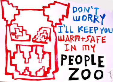 Картина под названием "PEOPLE ZOO" - Jonathan Wain, Подлинное произведение искусства, Акрил