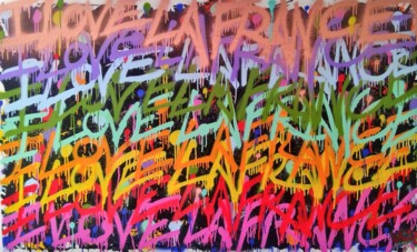 Malerei mit dem Titel "I LOVE LA FRANCE" von Jonger, Original-Kunstwerk, Sprühfarbe