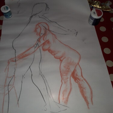 Drawing titled "life drawing2" by Jon Phillipson Brown, Original Artwork, Chalk