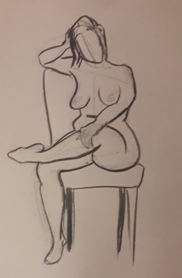 Dibujo titulada "life drawing4" por Jon Phillipson Brown, Obra de arte original, Carbón