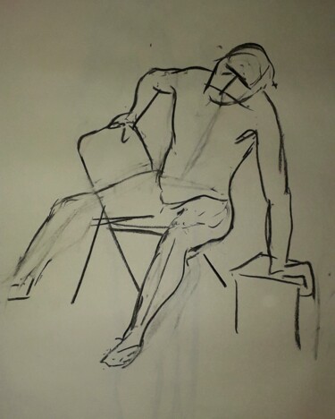 Drawing titled "Life drawing 7" by Jon Phillipson Brown, Original Artwork, Charcoal