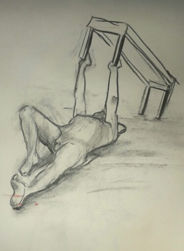 Drawing titled "Life drawing 10" by Jon Phillipson Brown, Original Artwork, Charcoal