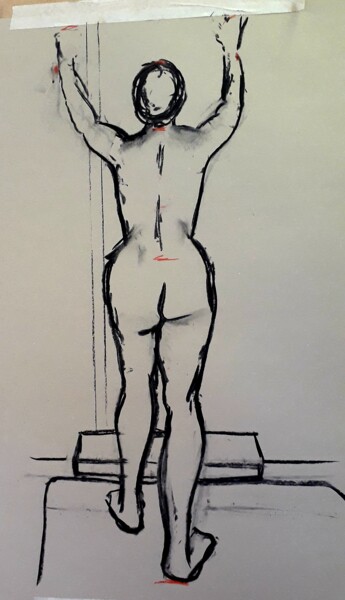 Drawing titled "Life drawing 12" by Jon Phillipson Brown, Original Artwork, Charcoal