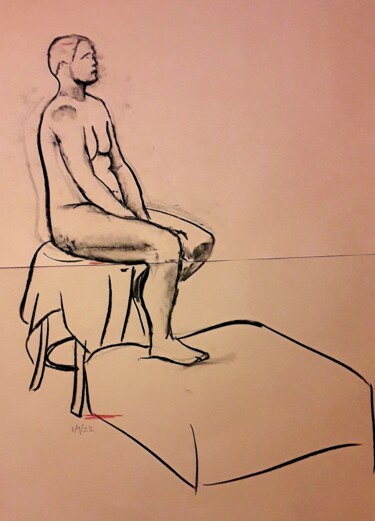 Drawing titled "Life drawing 15" by Jon Phillipson Brown, Original Artwork, Charcoal