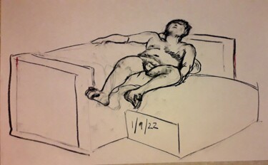 Drawing titled "Life drawing 16" by Jon Phillipson Brown, Original Artwork, Charcoal