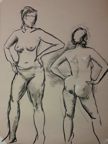 Drawing titled "Life drawing 17" by Jon Phillipson Brown, Original Artwork, Charcoal