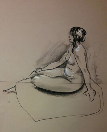Drawing titled "Life drawing 18" by Jon Phillipson Brown, Original Artwork, Charcoal
