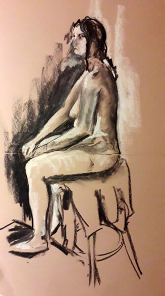 Drawing titled "Life drawing 19" by Jon Phillipson Brown, Original Artwork, Charcoal