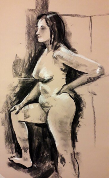 Drawing titled "Life drawing 20" by Jon Phillipson Brown, Original Artwork, Charcoal