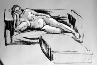Drawing titled "Life drawing 21" by Jon Phillipson Brown, Original Artwork, Charcoal