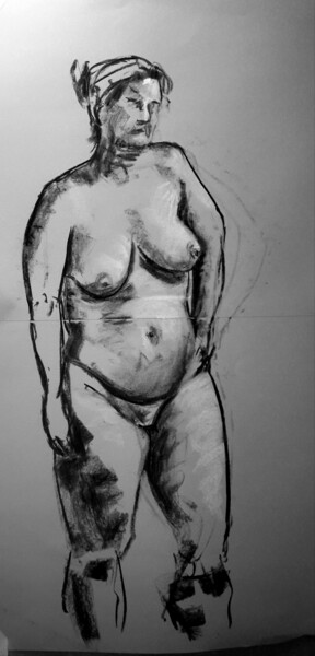 Drawing titled "Life drawing 22" by Jon Phillipson Brown, Original Artwork, Charcoal