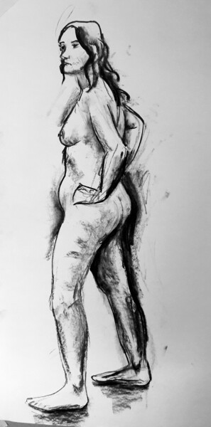 Drawing titled "Life drawing 23" by Jon Phillipson Brown, Original Artwork, Charcoal