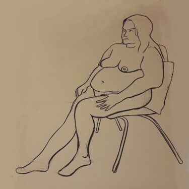 Drawing titled "Life drawing 27" by Jon Phillipson Brown, Original Artwork, Charcoal