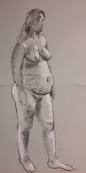 Drawing titled "Life Drawing 28" by Jon Phillipson Brown, Original Artwork, Charcoal