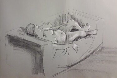 Drawing titled "Life Drawing 29" by Jon Phillipson Brown, Original Artwork, Charcoal