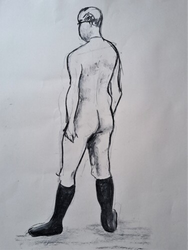 Drawing titled "Life Drawing 34" by Jon Phillipson Brown, Original Artwork, Charcoal