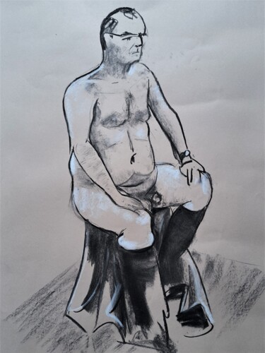 Drawing titled "Life Drawing 35" by Jon Phillipson Brown, Original Artwork, Chalk