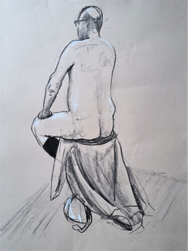Drawing titled "Life Drawing 36" by Jon Phillipson Brown, Original Artwork, Charcoal