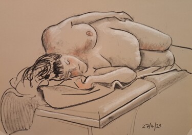 Drawing titled "Life Drawing 39" by Jon Phillipson Brown, Original Artwork, Charcoal