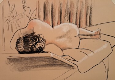 Drawing titled "Life Drawing 40" by Jon Phillipson Brown, Original Artwork, Charcoal