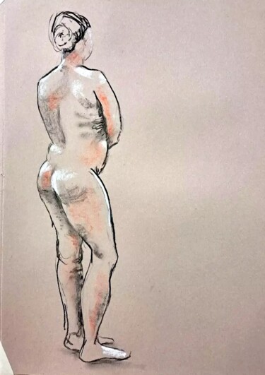 Dessin intitulée "Life Drawing 42" par Jon Phillipson Brown, Œuvre d'art originale, Fusain