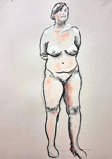 Drawing titled "Life Drawing 43" by Jon Phillipson Brown, Original Artwork, Charcoal