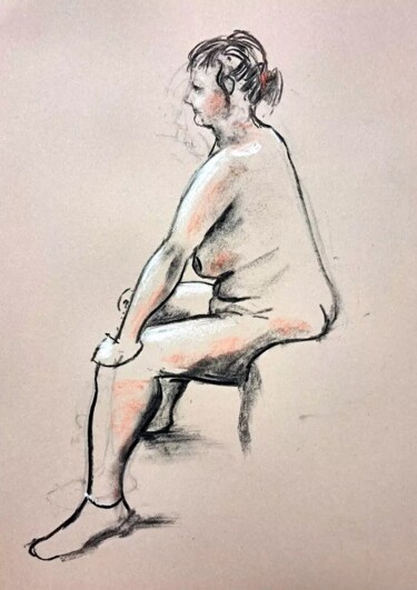 Drawing titled "Life Drawing 44" by Jon Phillipson Brown, Original Artwork, Charcoal