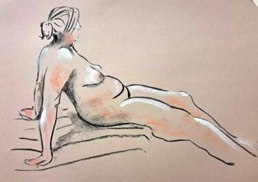 Dessin intitulée "Life Drawing 45" par Jon Phillipson Brown, Œuvre d'art originale, Fusain