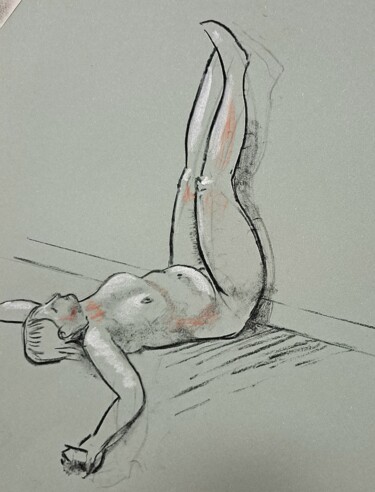 Drawing titled "Life Drawing 48" by Jon Phillipson Brown, Original Artwork, Charcoal