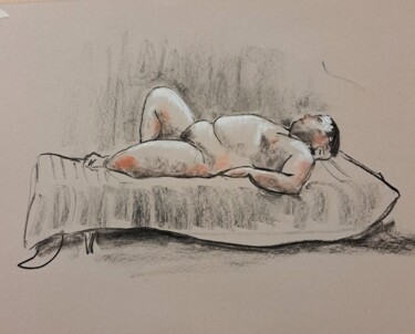 Drawing titled "Life Drawing 50" by Jon Phillipson Brown, Original Artwork, Charcoal